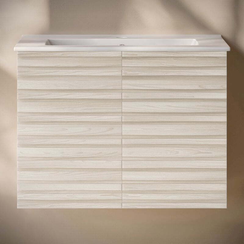 Cascade 30" Wall-Mounted Bathroom Vanity in White Oak with Sink Top image number 8