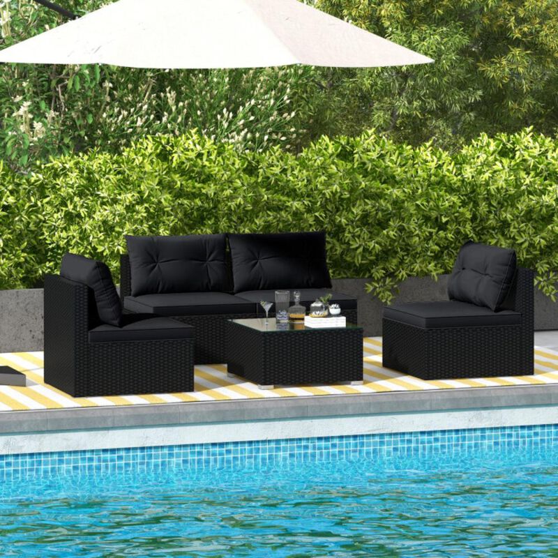 Hivvago 5-Piece Outdoor Patio Furniture Set with Cushions and Coffee Table