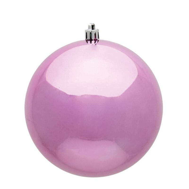 Vickerman 484586 - 4.75" Pink Shiny Ball Christmas Tree Ornament (4 pack) (N591279DSV) image number 0