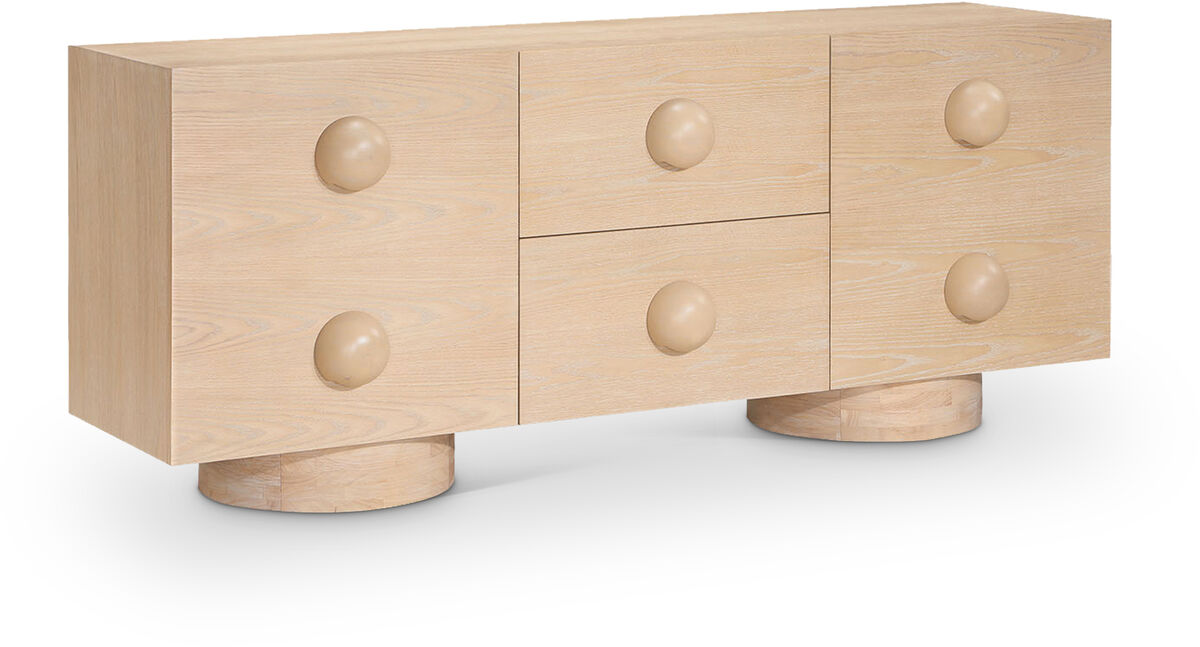 Meridian Furniture Bubble Natural Rubberwood with Oak Veneer Sideboard/Buffet