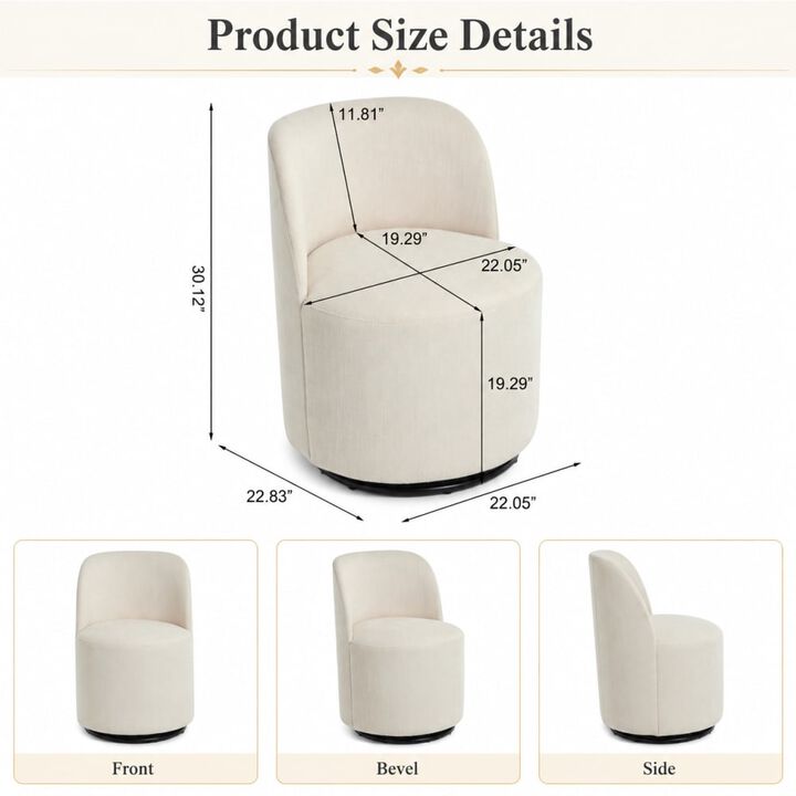 GOODSILO 360 Degree Swivel Armless Upholstered Accent Chair, Drum Seating for Dining, Bedroom, Living Room, Vanity, Small Spaces
