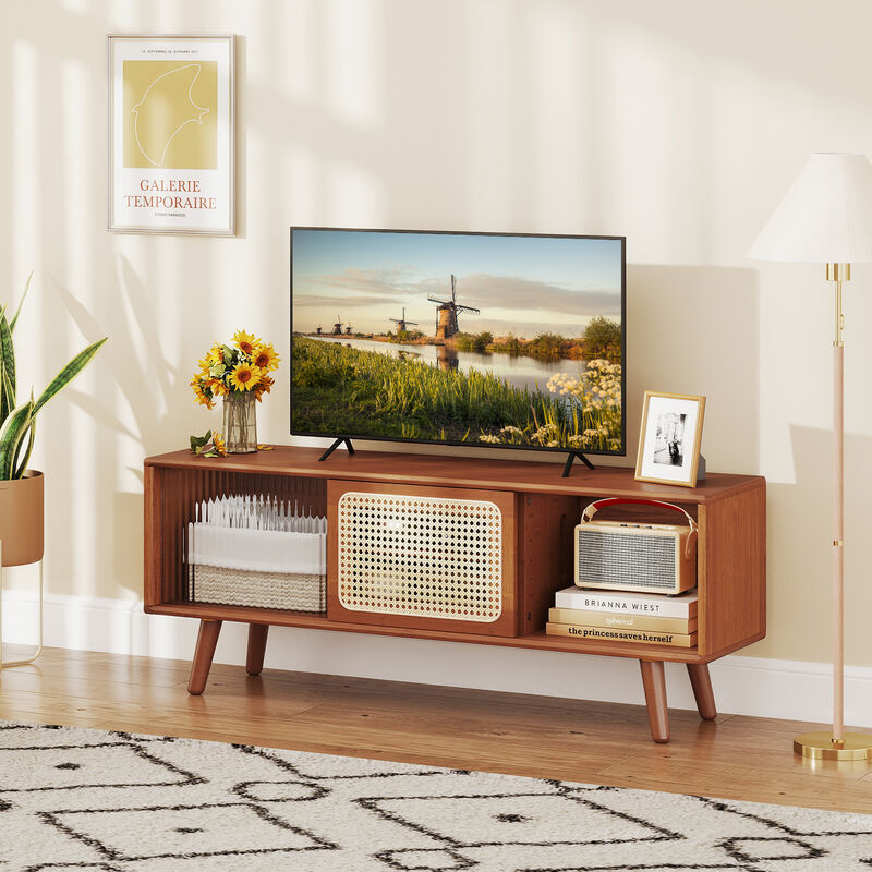 Modern TV Stand with Sliding Doors for Sleek Media Storage and Contemporary Living Room Style