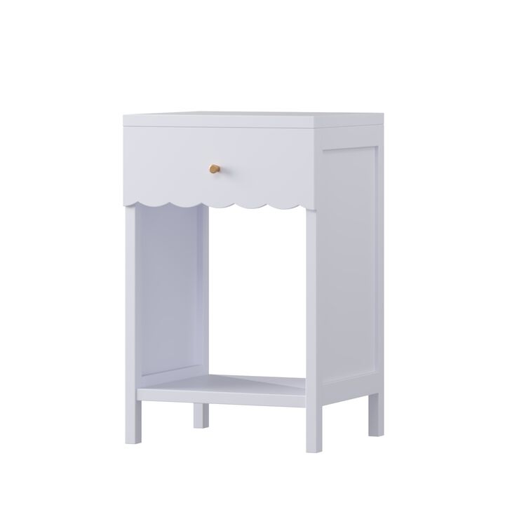 Assembled Nightstand 1-Drawer 1-Shelf Scalloped Edge
