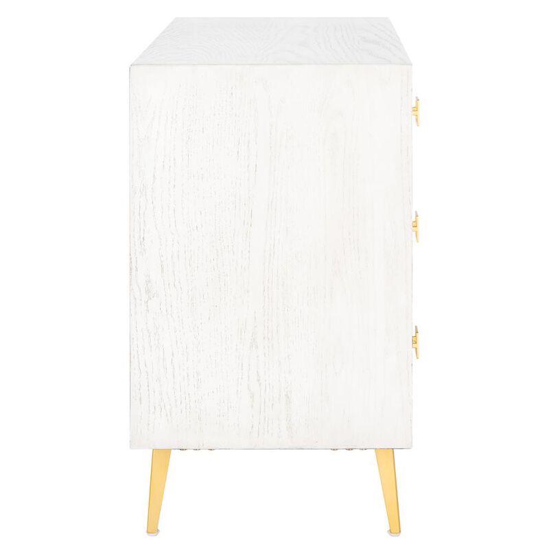 Safavieh Katia 3 Drawer Chest, White Wash/Gold