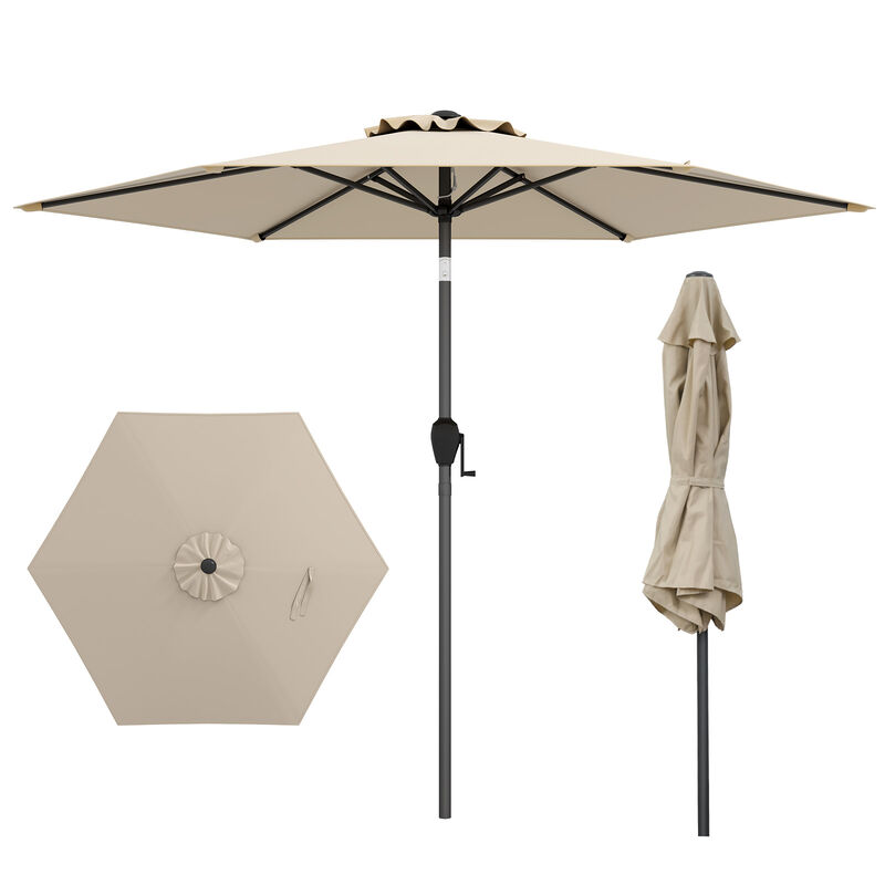 Outdoor Patio Heavy Duty Market Umbrella with Push Button Tilt
