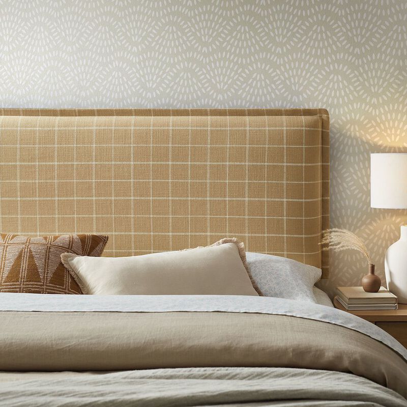 Camille Checkered Linen Blend King Size Headboard image number 7