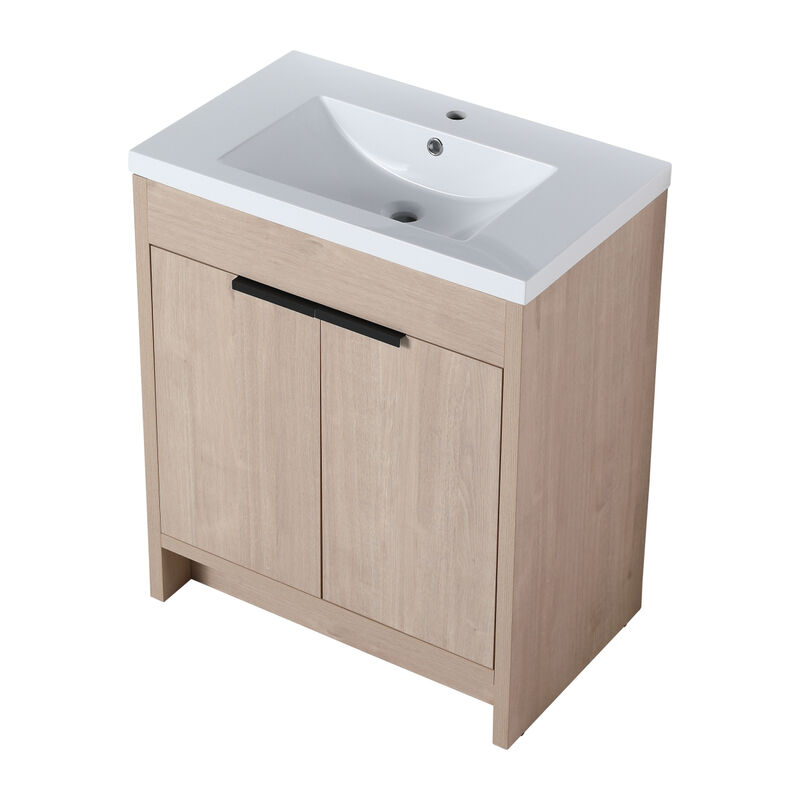 Streamdale 30" Freestanding Vanity with White Resin Sink & 2 Soft-Close Doors
