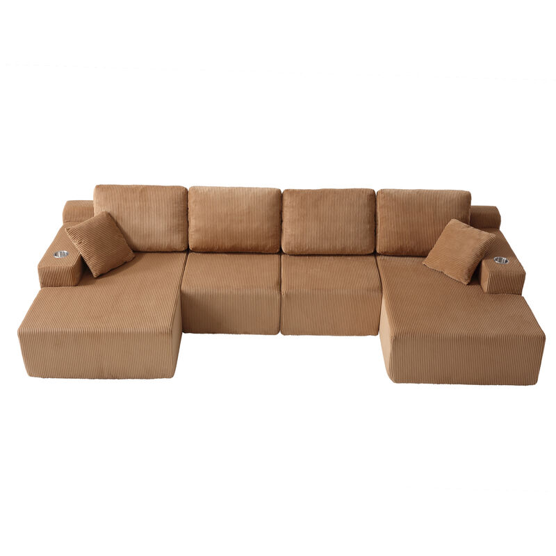 Cleblu 130" U-Shaped Modular Sectional Sofa image number 0