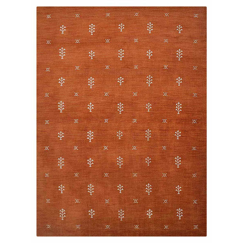 RUGSOTIC CARPETS HAND KNOTTED LOOM WOOL ECO-FRIENDLY AREA RUGS  - 3'x5', Rectangle, Orange White Color, Contemporary Modern Design, High Pile Handmade Anti Skid Rugs for Living Room (L00501)