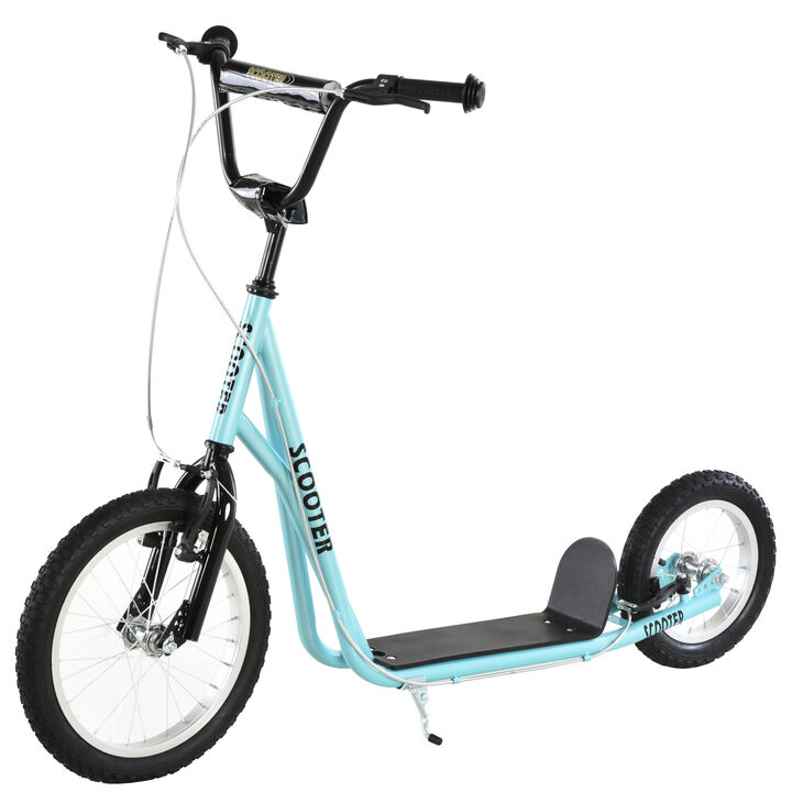 BreeBe Teens Youth Scooter Ride On Toy with Adjustable Handlebar, Dual Brakes, and Inflatable Wheels