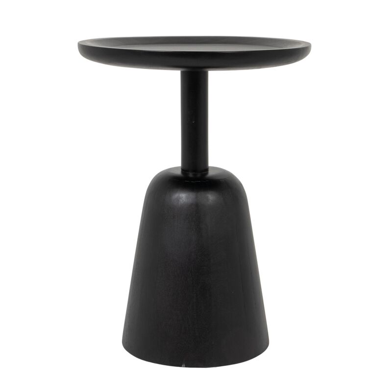 Round Mango Wood Pedestal Side Table, Black image number 3