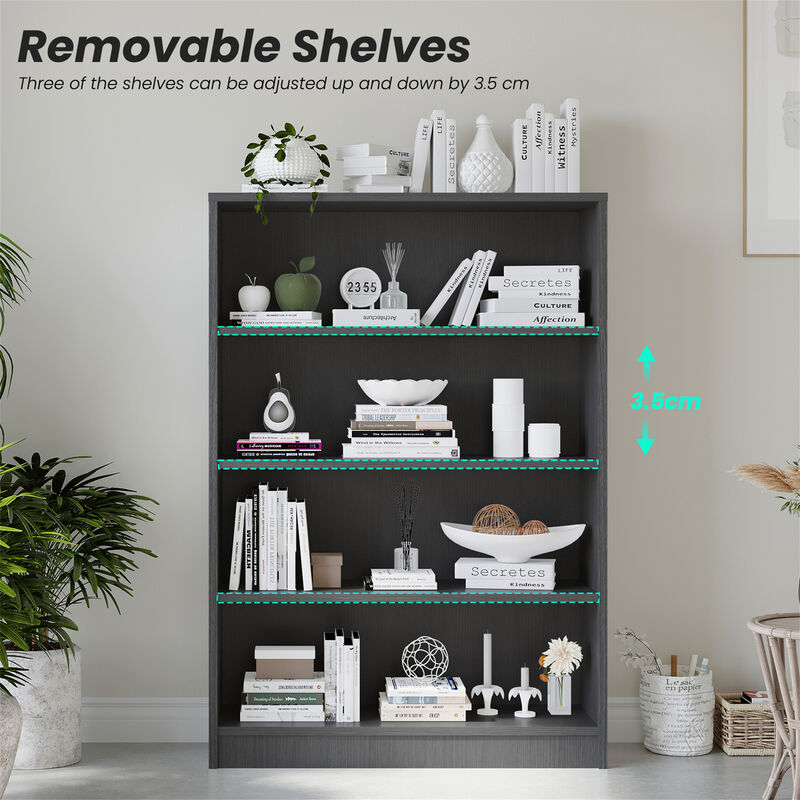 Modern Wood 4 Shelf Office Bookcase Bookshelf for Living Room image number 4