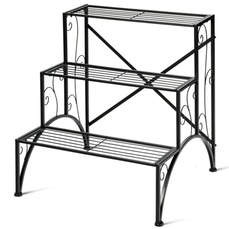 Hivvago 3-Tier Metal Plant Rack Garden Shelf in Stair Style