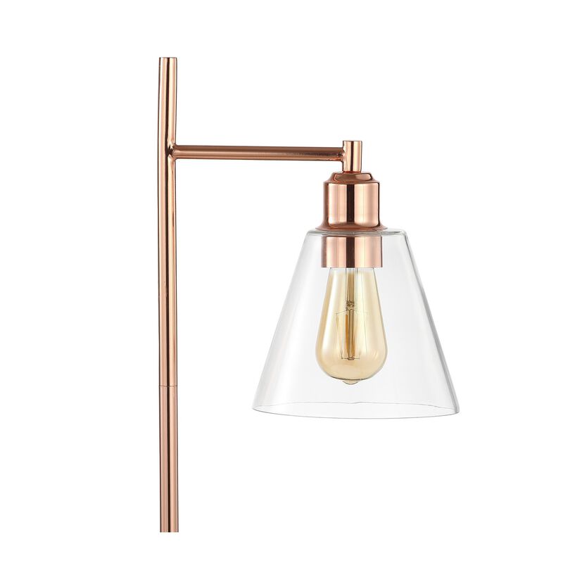 Lorena 22.25" Modern Glam Metal/Marble LED Table Lamp, Copper