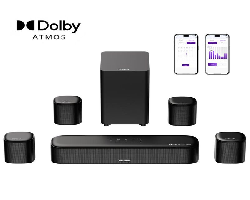 ULTIMEA Aura A60 7.1ch Sound Bar with Dolby Atmos, Subwoofer, 4 Surround Speakers, App Control, HDMI eARC image number 0