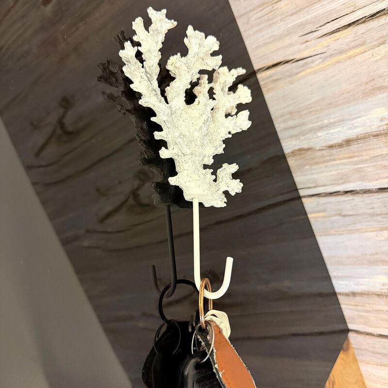 Decorative Coral Wall Hook White Silver 725 In Resin Metal Key Hook image number 6