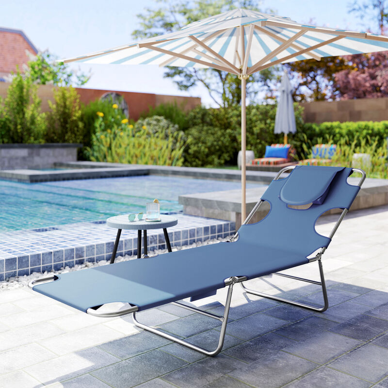 Hivvago Outdoor Sun Lounger with Face Hole and Pillow image number 7