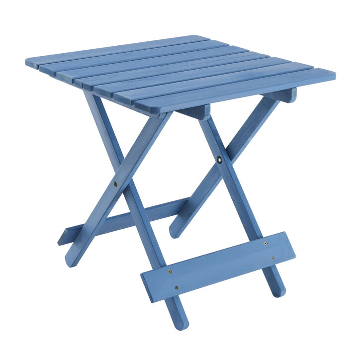 WOW PIONEER Folding Square Solid Wood Patio Side Table Portable Space-Saving Outdoor Furniture for Backyard Balcony Drinks Books Small Item Storage