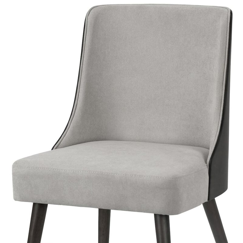 Glamour Home Set of 2 Asma Fabric Chair with Black Bentwood Back and Solid Wood Legs