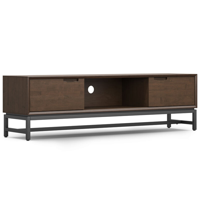 Banting SOLID HARDWOOD 72 inch Wide Modern Industrial TV Media Stand in Walnut Brown For TVs up to 80 inches
