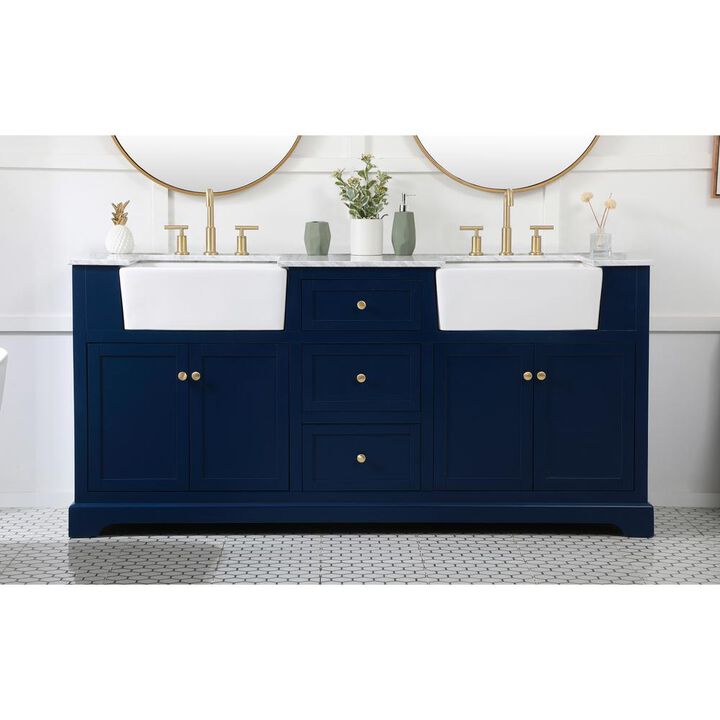 Elegant Kitchen and Bath 72 inch double bathroom vanity in blue