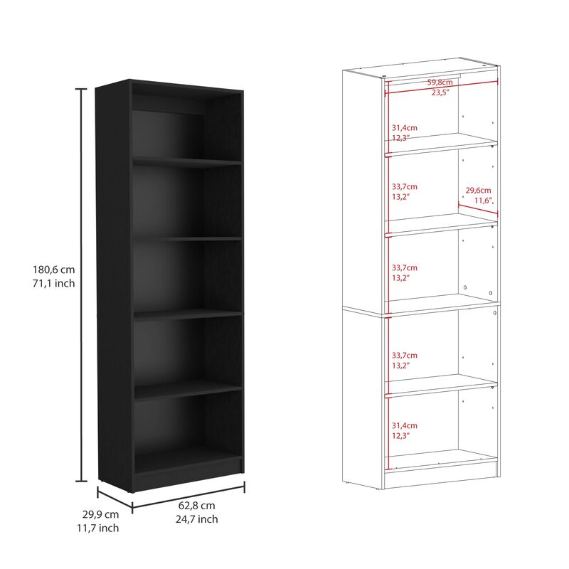Home 4 Shelves Bookcase with Multi-Tiered Storage -Black