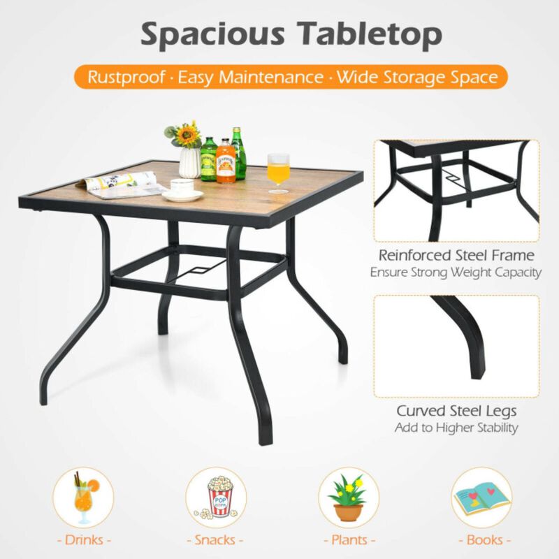 Hivvago Patio Metal Square Dining Table for Garden and Poolside