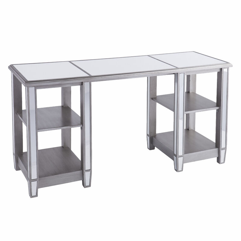 Elegant Mirrored Desk with Drawers for Bedroom or Workspace Organization