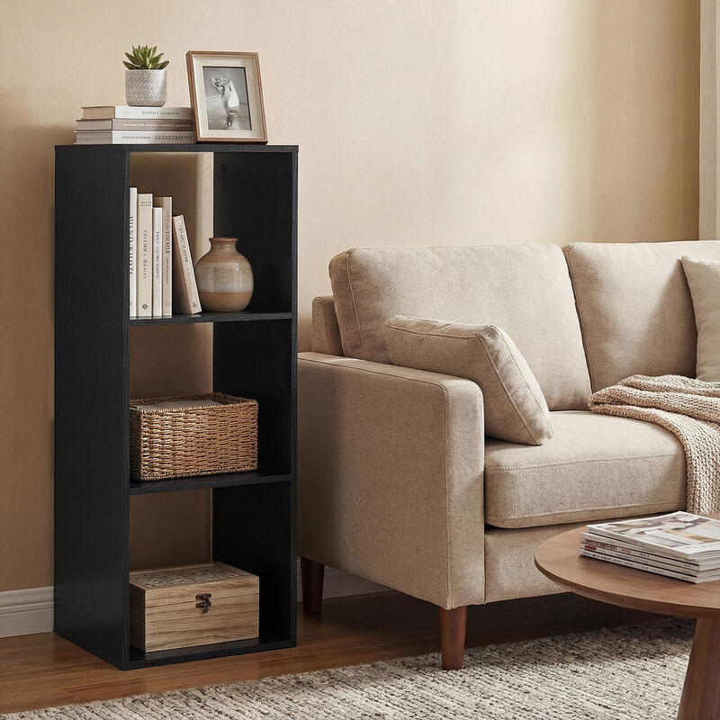 Compact 3-Cube Bookshelf with Back Guardrail for Bedroom Living Room image number 4