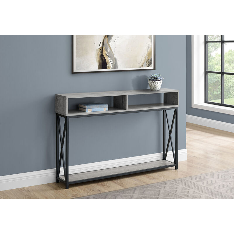 Monarch Specialties I 3572 Accent Table, Console, Entryway, Narrow, Sofa, Living Room, Bedroom, Metal, Laminate, Grey, Black, Contemporary, Modern image number 2