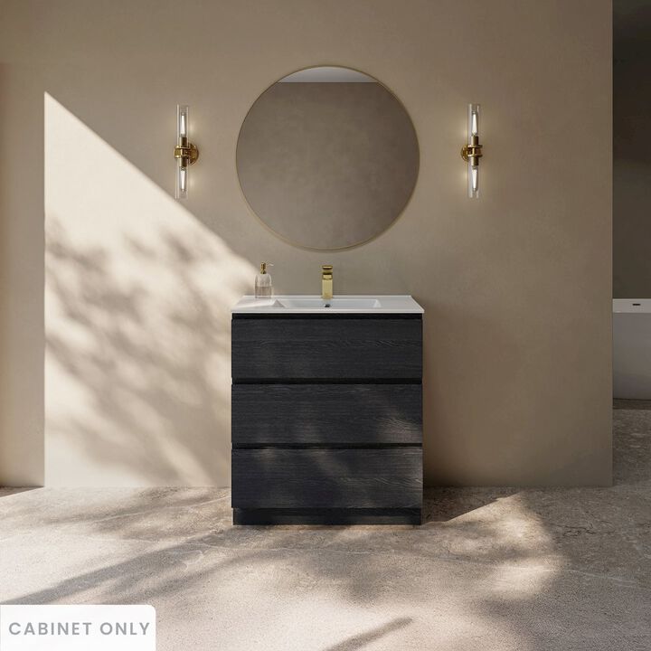 Liberte 30" Freestanding Bathroom Vanity Cabinet without Top in Black Oak