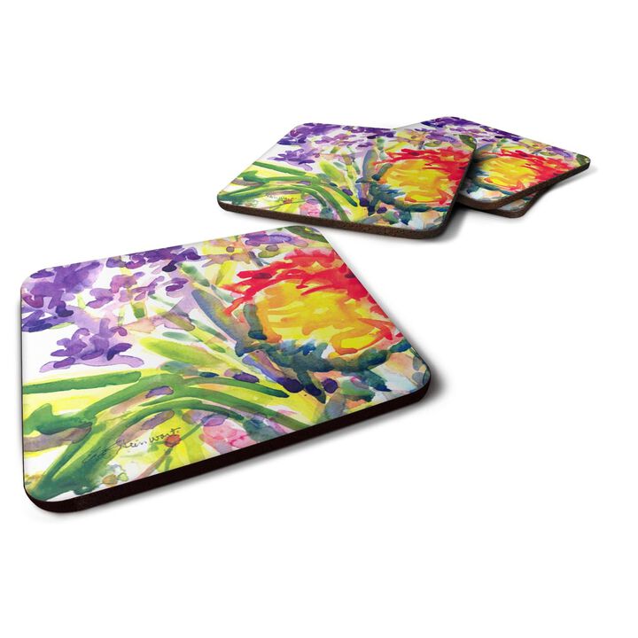 Caroline's Treasures 6127FC Flower Foam Coasters (Set of 4), 3.5 H x 3.5 W, Multicolor