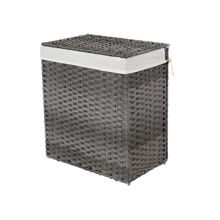 BreeBe Gray Laundry Hamper with Divider & Lid