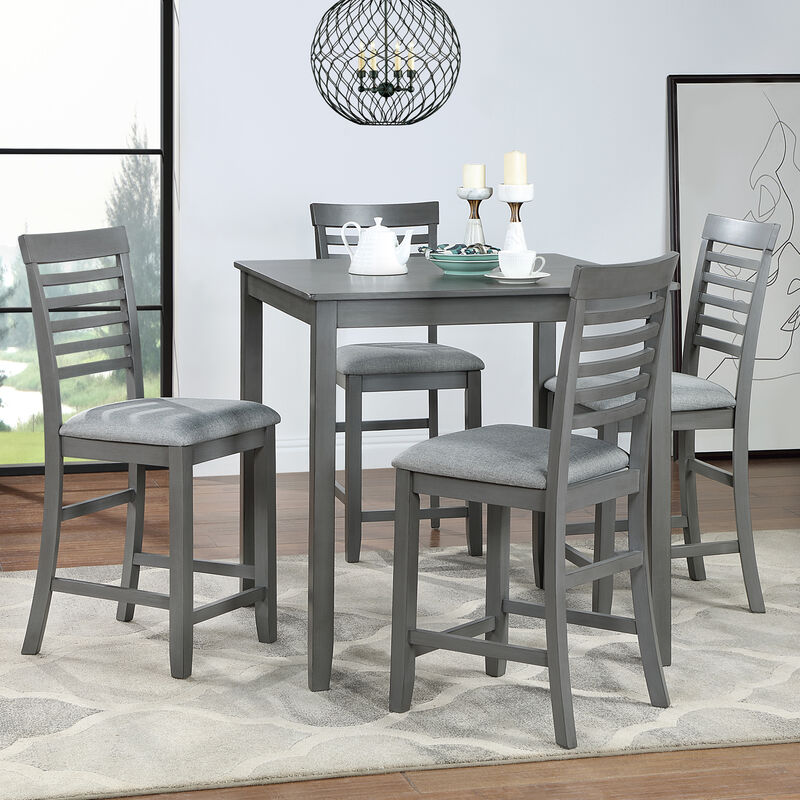 Cagka 5‑Piece Counter Height Square Wood Dining Set image number 2