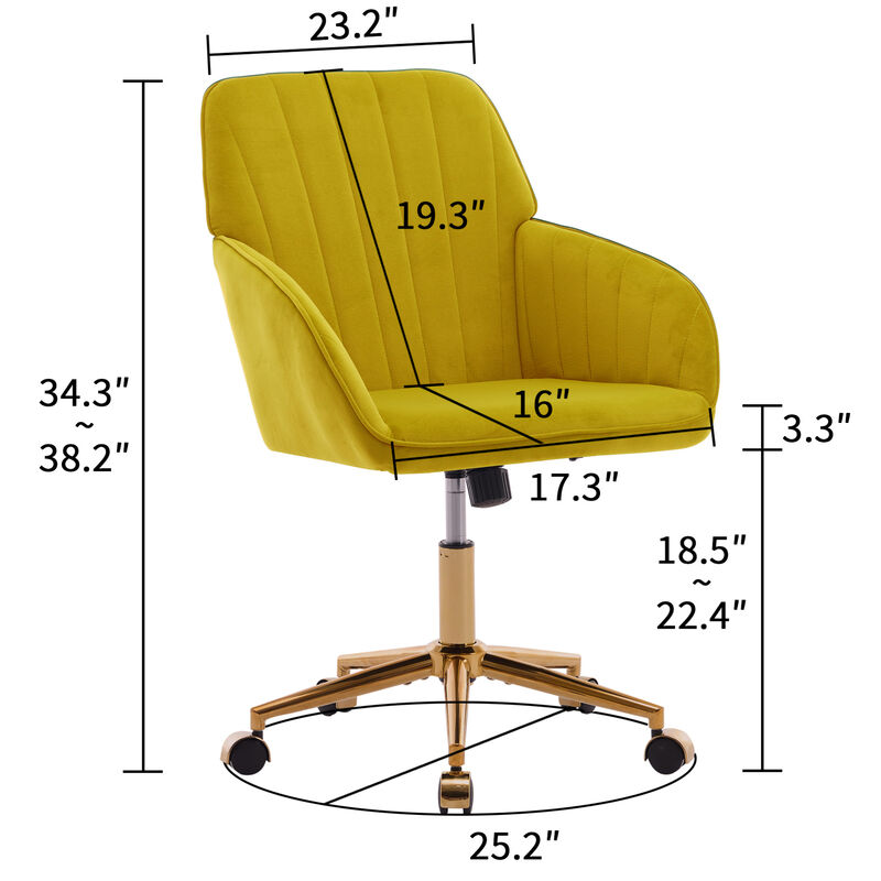 GOODSILO Adjustable Ergonomic Swivel Chair with Memory Foam Cushion and Golden Base image number 2