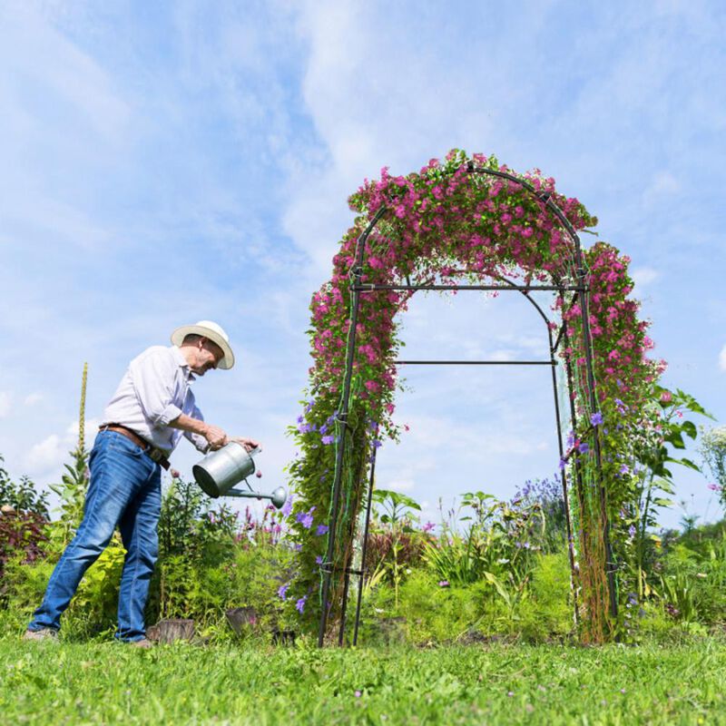 Hivvago 7.5 Feet Garden Arch Trellis with PE Coated Metal Structure
