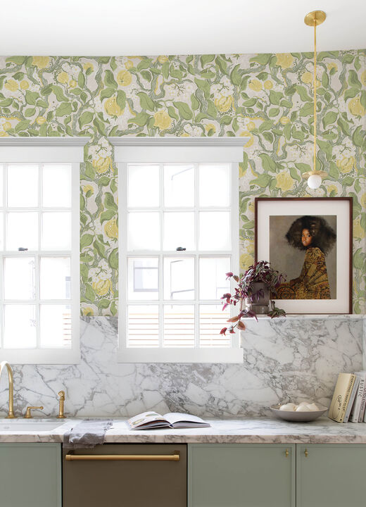 Kort Yellow Fruit and Floral Wallpaper