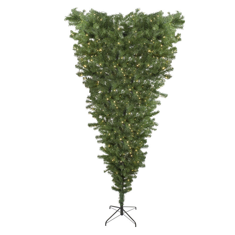 7.5' Pre-Lit Green Spruce Artificial Upside Down Christmas Tree - Warm White LED Lights image number 1