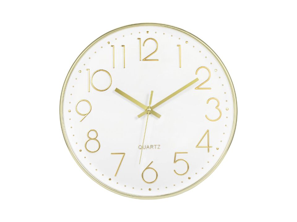 12 Inch Gold Wall Clock Silent Non-Ticking Battery Operated Round Modern for Living Room Bedroom Kitchen Office Decor