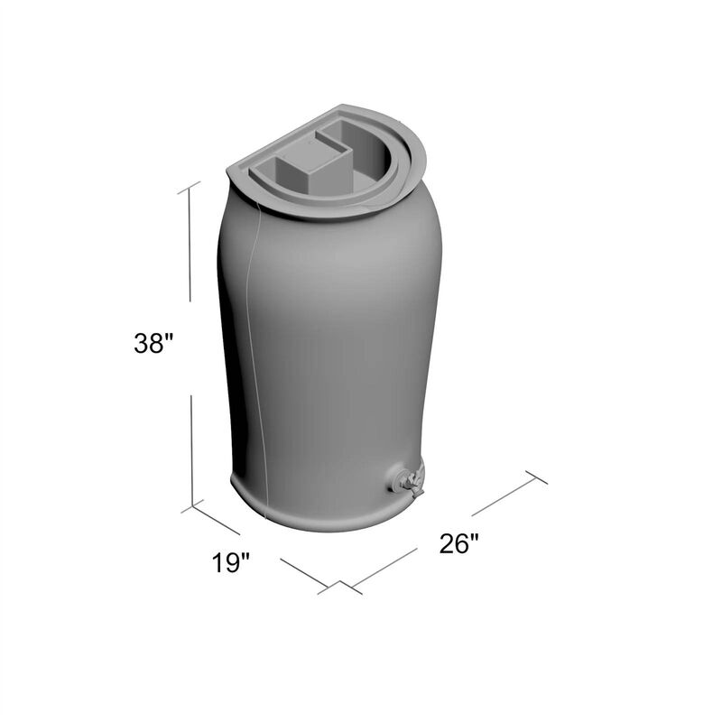 Hivvago Dark Grey Granite 50-Gallon Plastic Urn Rain Barrel with Planter Top