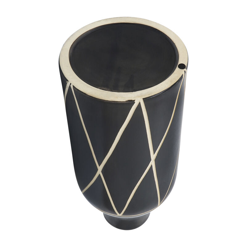 Cer, 16"H Tribal Vase, Black image number 3