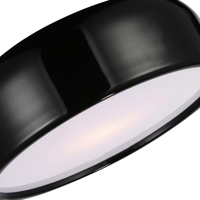 Campton 3 Light Drum Shade Flush Mount With Black Finish