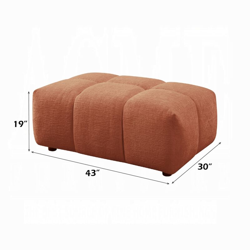 Leya Modular Ottoman, Tufted Coral Red Linen, 43 Inch Rectangular Seat image number 5