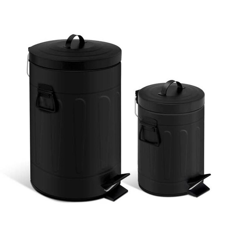 3+12 Liter New York Style Round Trash Can Combo Black