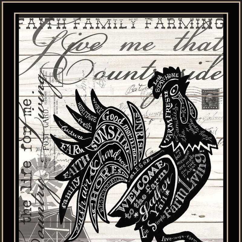HomeRoots Faith Family Farming Rooster Black Framed Wall Art image number 3