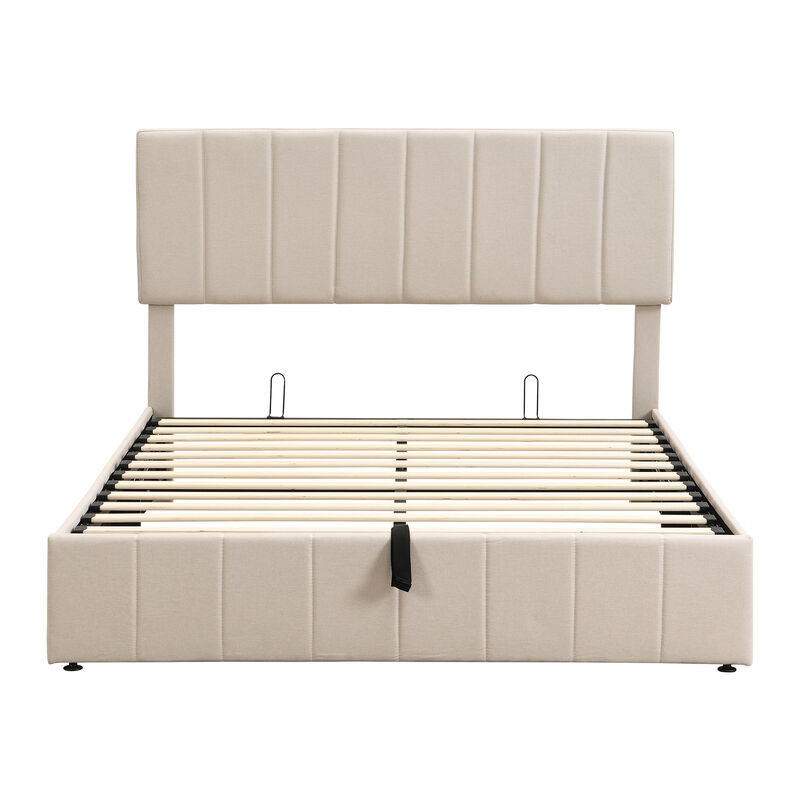Whisen Modern Style Queen Size Upholstered Platform Bed with Hydraulic Storage System