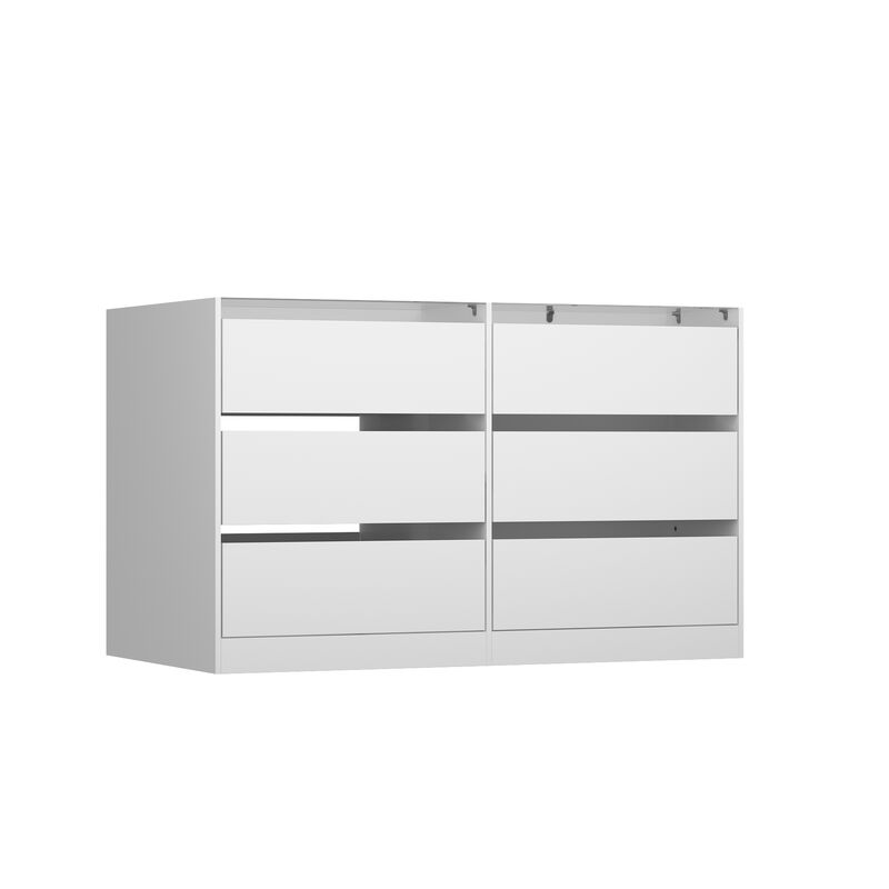 Armoire Bedroom Island Wardrobe Closet Island with 9 Drawers & Glass Tabletop, Island Dresser with Cushion Bench, Closet Island for Bedroom Cloakroom White (47.2&rdquo;W x 27.5&rdquo;W x 31.5&rdquo;H) image number 0