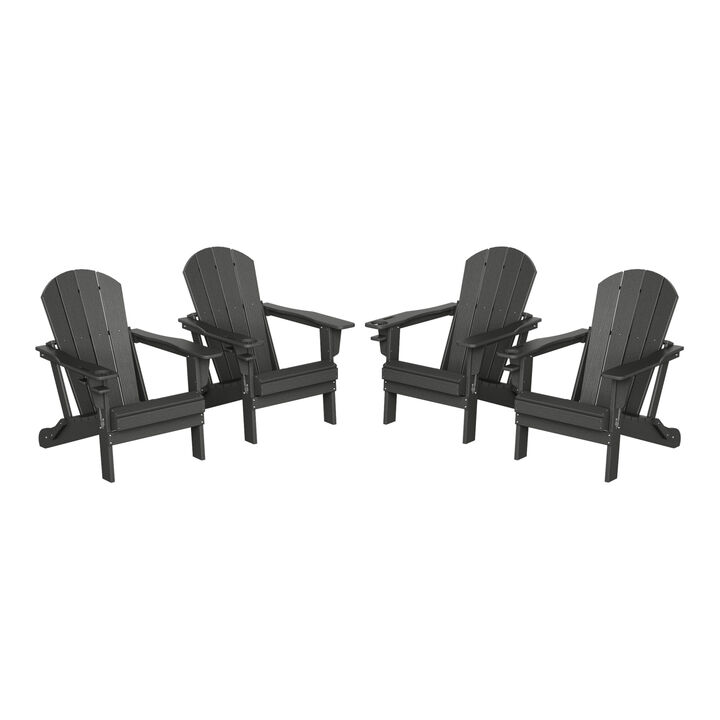WestinTrends Outdoor Patio HDPE Resin Folding Adirondack Chairs With Cup Holder and Phone Holder (Set of Four)