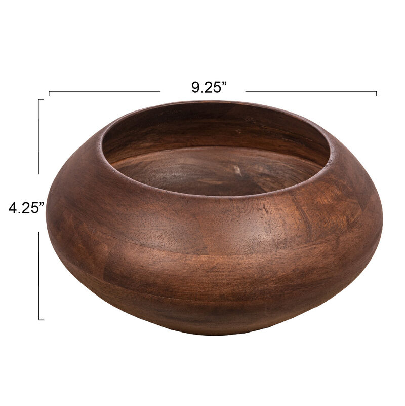Modern Round Wood Bowl, Walnut Finish image number 2