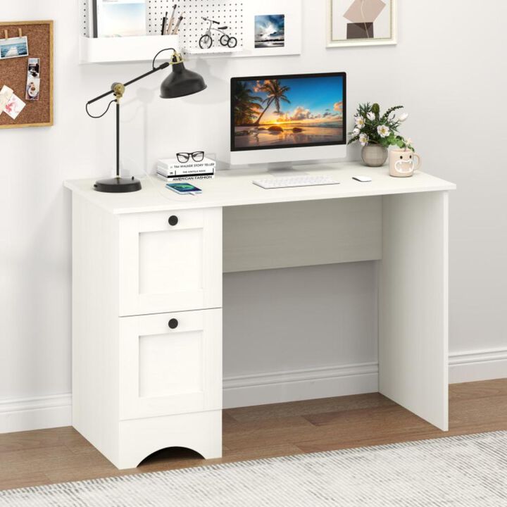 Hivvago Wooden Computer Desk Workstation with 2 Drawers for Home and Office